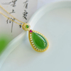Verdant Abundance - Hetian Green Jade Waterdrop Pendant--绿意盎然 - 和田碧玉水滴吊坠
