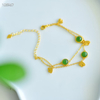 "Lush Green Accents Gold" Hetian Jade Bracelet --“绿意点金”和田玉手链