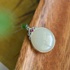 Perfect Life· White Hetian Jade Diamond-Set Necklace 圆满人生·和田玉镶钻项链