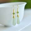 "Spring Melody·Dewdrop" White Hetian Jade Earrings “春之韵·雨露”和田玉耳坠