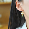 Golden-Inlaid Silver Kitten Dangle Earrings--金镶银萌猫耳坠