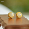 Moonlight Treasure Box - Pure Hetian Jade Stud Earrings--月光宝盒 - 纯净和田玉耳钉