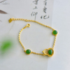 Verdant Abundance · Heitai Jade Prosperity & Happiness Bracelet--绿意盎然·和田玉福禄手链