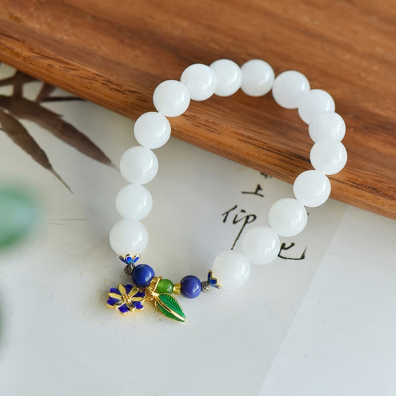 "Snow-Covered Blue Stone Lane" Natural Hetian Jade Bracelet "雪中青石巷"天然和田玉手链