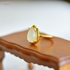 Light of the Droplet - Inlaid Hetian White Jade Ring--水滴之光 - 镶嵌式和田白玉戒指