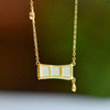 Bamboo Blessing· White Hetian Jade Gold-Set Diamond Necklace 竹报平安·和田玉金镶钻项链
