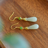 "Spring Melody·Dewdrop" White Hetian Jade Earrings “春之韵·雨露”和田玉耳坠