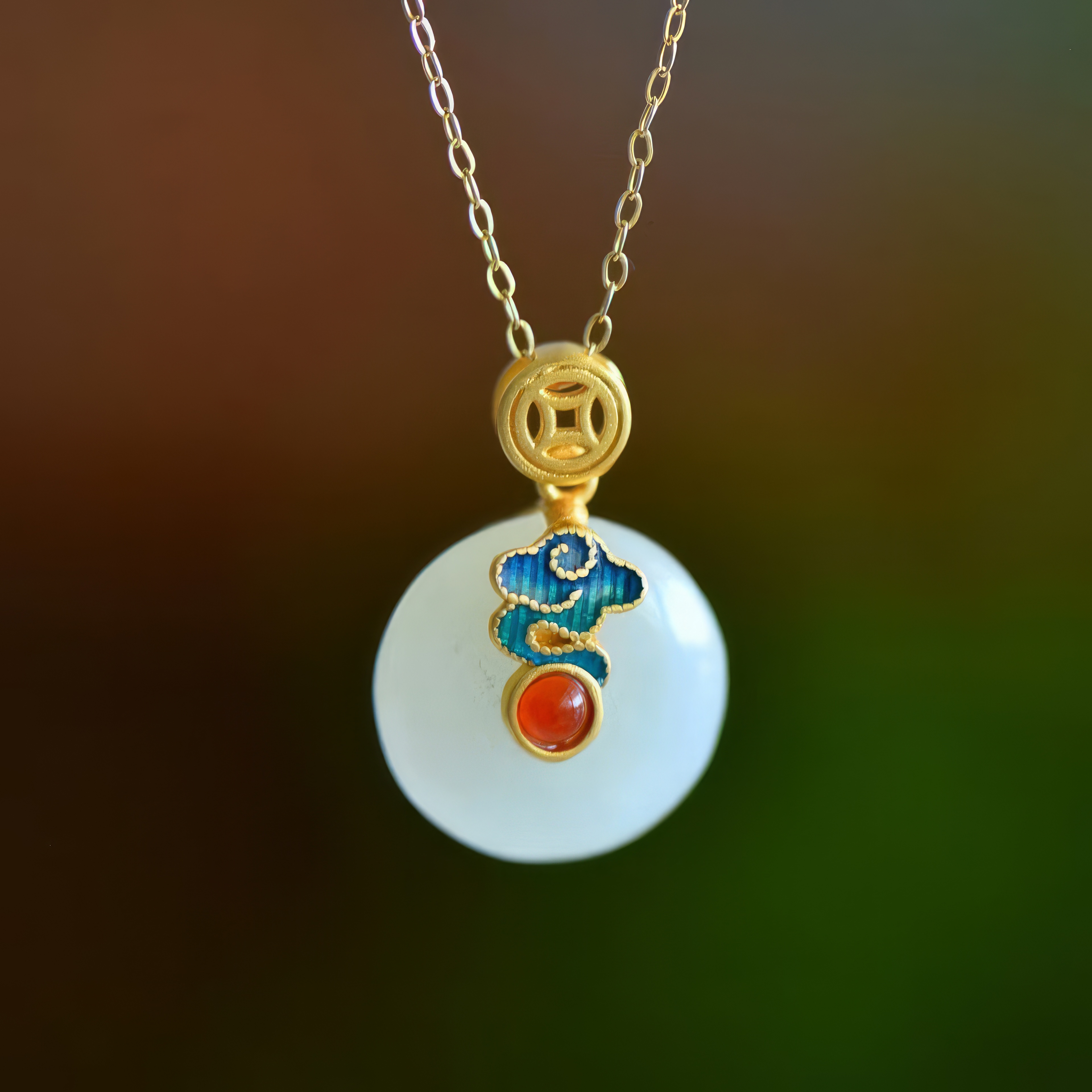 Auspicious Clouds and Moon· White Hetian Jade Set 祥云映月和田玉套装