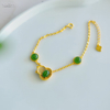 Verdant Abundance · Heitai Jade Prosperity & Happiness Bracelet--绿意盎然·和田玉福禄手链