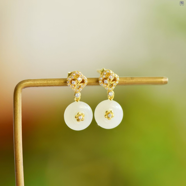 Floral Whisper Peace Charm Earrings 花语平安扣耳钉