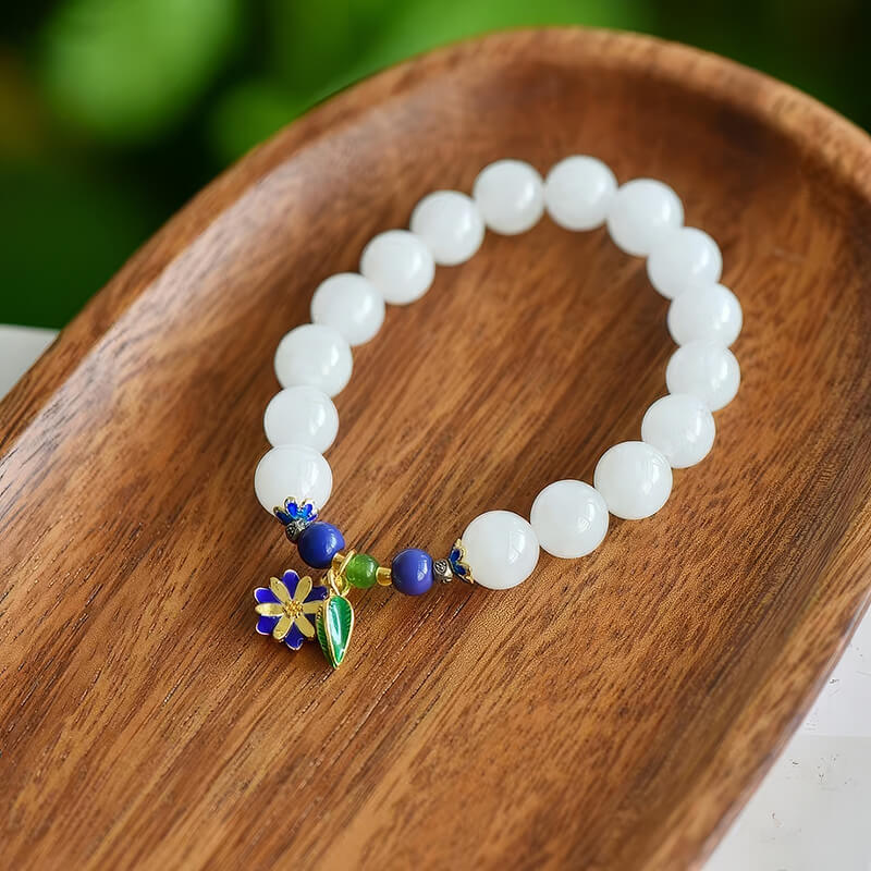 "Snow-Covered Blue Stone Lane" Natural Hetian Jade Bracelet "雪中青石巷"天然和田玉手链