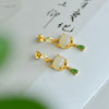 Golden-Inlaid Silver Kitten Dangle Earrings--金镶银萌猫耳坠