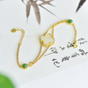 Lucky Four-Leaf Clover Hetian Jade Bracelet 幸运四叶草和田玉手链