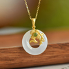 "Floral Bliss & Full Moon" Hetian Jade Peace Knot Pendant “花好月圆”和田玉平安扣吊坠