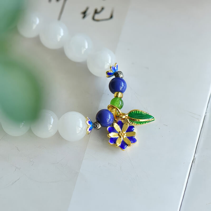 "Snow-Covered Blue Stone Lane" Natural Hetian Jade Bracelet "雪中青石巷"天然和田玉手链