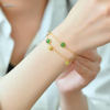 "Lush Green Accents Gold" Hetian Jade Bracelet --“绿意点金”和田玉手链
