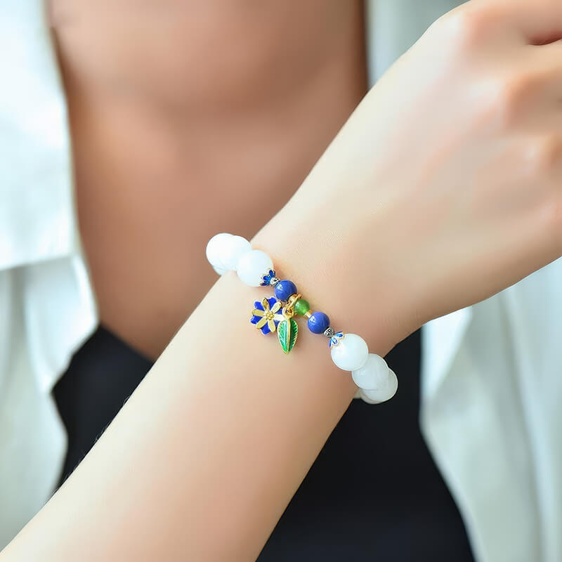 "Snow-Covered Blue Stone Lane" Natural Hetian Jade Bracelet "雪中青石巷"天然和田玉手链