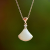 Dance of the Skirt· White Hetian Jade Rose Gold Pendant 裙舞飞扬·和田玉玫瑰金吊坠
