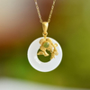 "Floral Bliss & Full Moon" Hetian Jade Peace Knot Pendant “花好月圆”和田玉平安扣吊坠