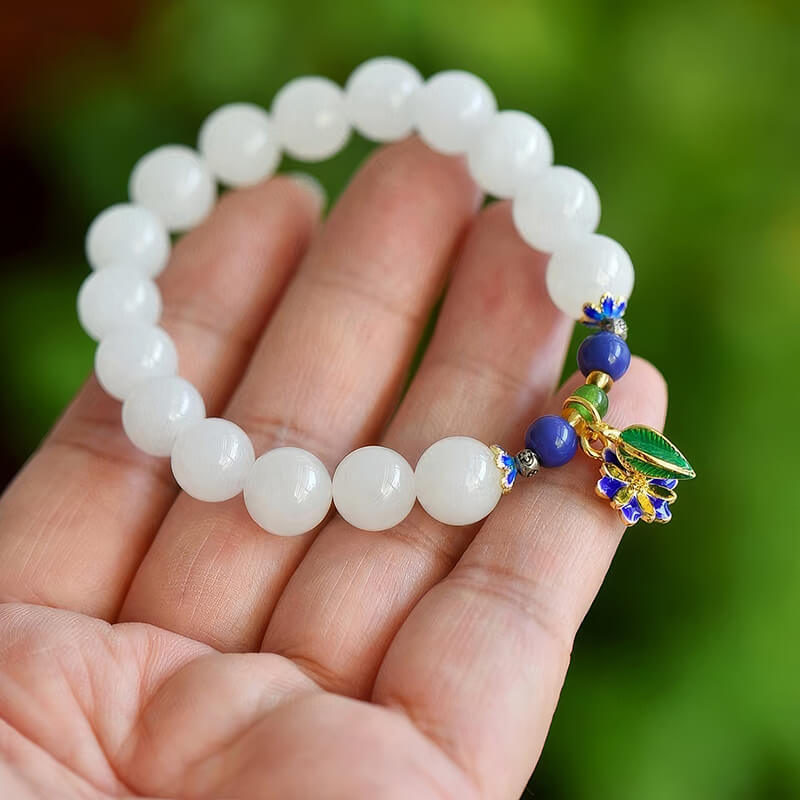 "Snow-Covered Blue Stone Lane" Natural Hetian Jade Bracelet "雪中青石巷"天然和田玉手链