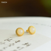 Moonlight Treasure Box - Pure Hetian Jade Stud Earrings--月光宝盒 - 纯净和田玉耳钉
