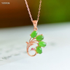 Emerald Plumage Rhythms of Spring - Sterling Silver Embedded with Hetian Green Jade Pendant--翠羽鸣春 - 925银镶嵌和田绿玉吊坠