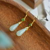 "Spring Melody·Dewdrop" White Hetian Jade Earrings “春之韵·雨露”和田玉耳坠