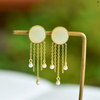 "Moonlight Tassel" White Hetian Jade Earrings “月光流苏”和田玉耳坠