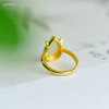 Light of the Droplet - Inlaid Hetian White Jade Ring--水滴之光 - 镶嵌式和田白玉戒指