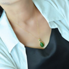 Verdant Abundance - Hetian Green Jade Waterdrop Pendant--绿意盎然 - 和田碧玉水滴吊坠