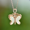 Butterfly Grace· White Hetian Jade Rose Gold Butterfly Pendant 蝶舞轻盈·和田玉玫瑰金蝴蝶吊坠